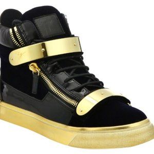 New Giuseppe Zanotti Double Zip Metallic High Top Sneakers Size Eu 39